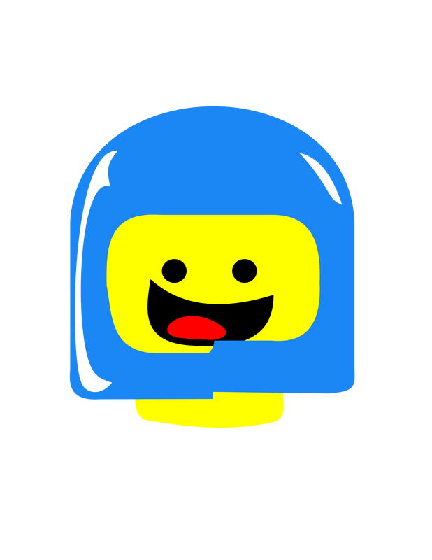 Benny the Lego Movie astronaut head with a smiling expression on this free SVG file.