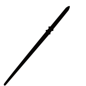 A minimalist silhouette of Malfoy's magic wand, featuring a detailed handle with a sleek, tapered design. The wand is iconic and instantly recognizable, perfect for crafting projects or decorative use inspired by the Wizarding World.