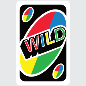 A image of an Uno WILD card. This is an SVG file for people to download and use on their Cricut (or comparable) machine