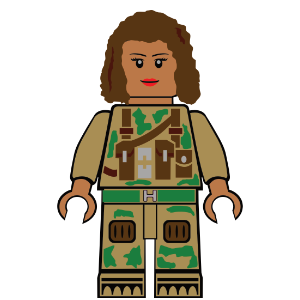 A lego minifigure of a female soldier.