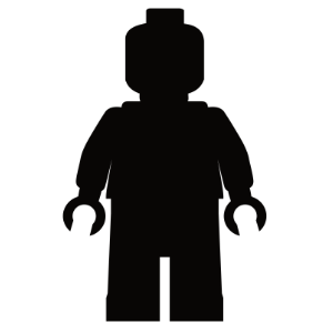 A black silhouette of a lego minifigure