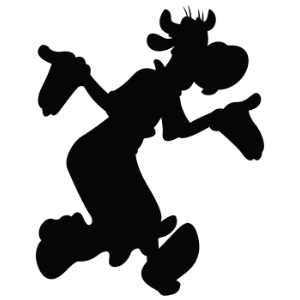 Silhouette of Clarabelle Cow SVG design for Cricut and Silhouette crafts.