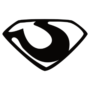 Black and white outline of General Zod's Kryptonian symbol, featuring a bold, angular design within a shield-like emblem.