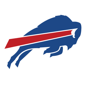 Free Buffalo Bills logo cut file for cricut. It is a side image of a blue buffalo with a red line extending from head to hind.