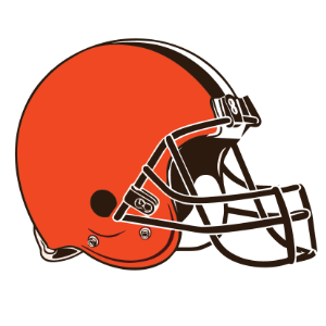 A side view of an orange helmet depicting a Free Cleveland Browns PNG logo